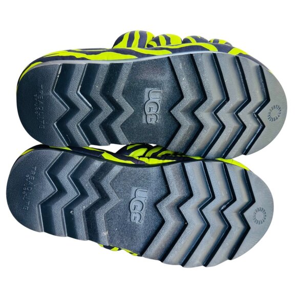 UGG Oh Yeah Slide Shoes Womens Size 8 Fuzzy Sandals Slippers Zebra Neon Green - Picture 9 of 13